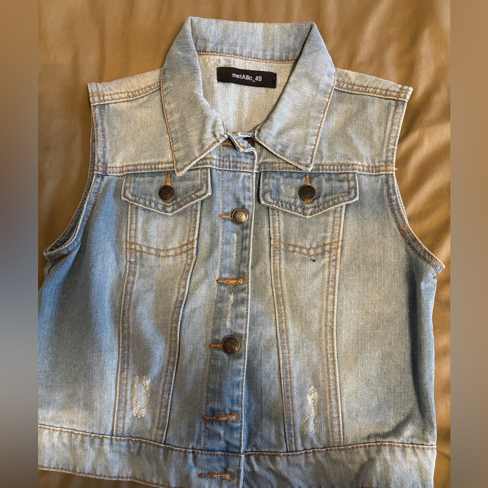 distressed denim vest